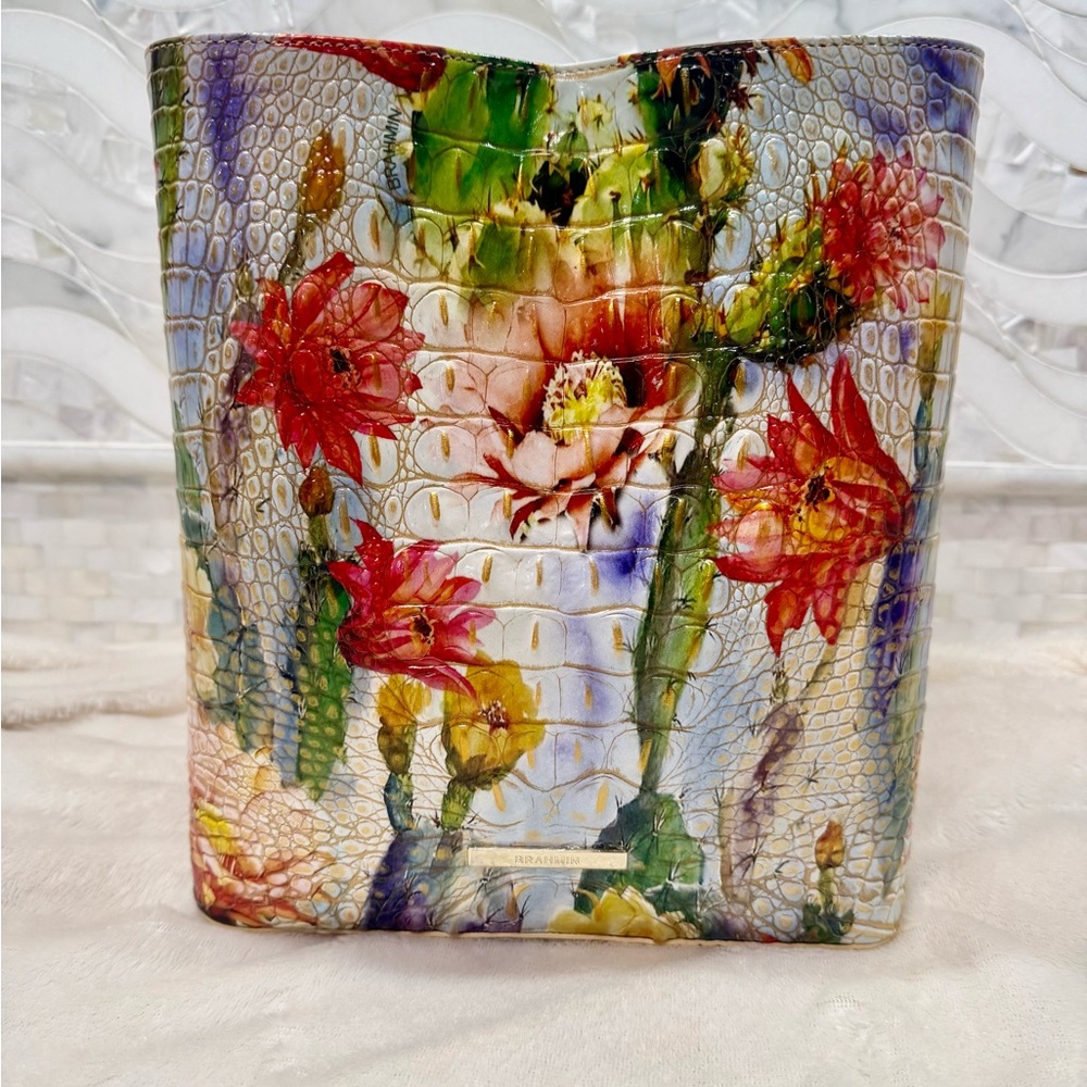 Brahmin Floral Multicolor Croc-Embossed Shoulder Bag